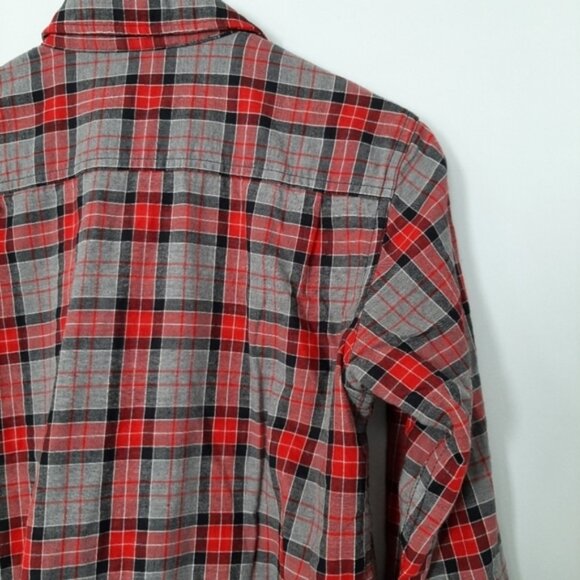 GAP Utility Sleeve Lined Plaid Button-Up Shirt Top Red Gray Kids Youth Sz XL - Picture 14 of 15